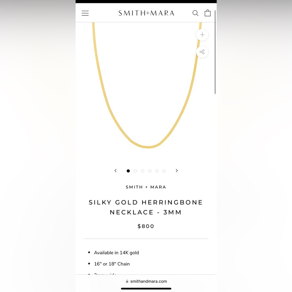 Smith + Mara SILKY GOLD HERRINGBONE NECKLACE - 3MM 16 inches